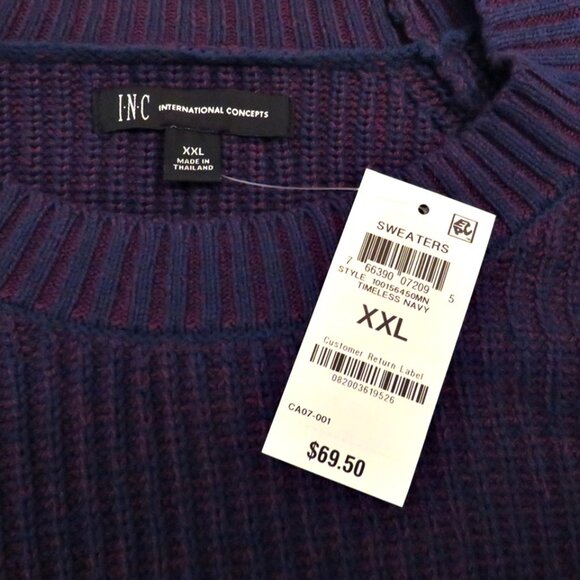 New INC International Concepts Blue & Maroon Ribbed Crewneck INC Sweate… - Picture 2 of 6